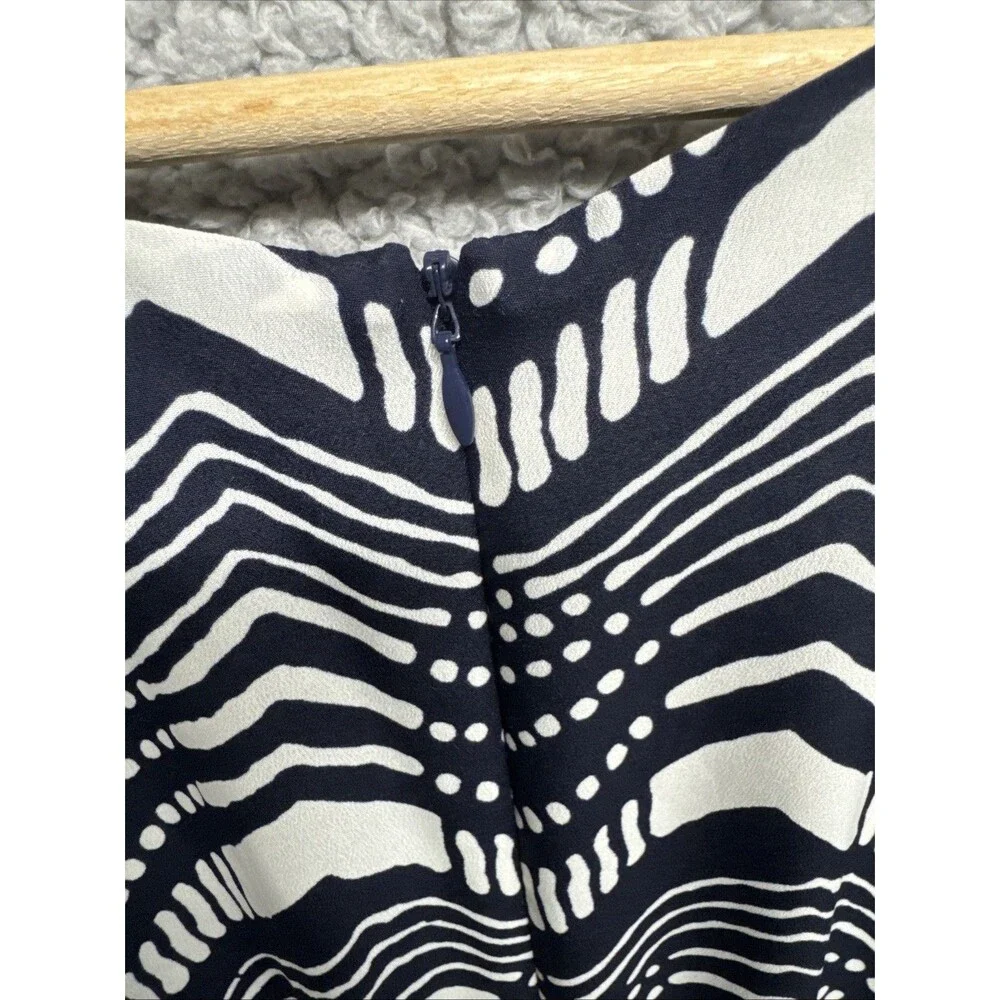 J Crew Navy & White Silky Chevron Romper Elastic Waist Womens Sz 0